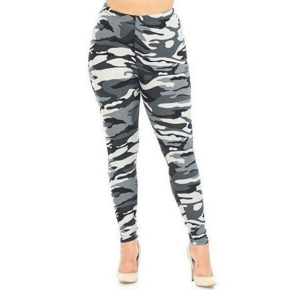 X-Plus Size‎ 3X-5X Womens Buttery Soft Charcoal Camouflage - Picture 2 of 7
